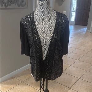 Black Lace Kimono Cardigan